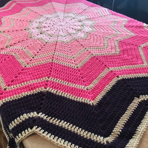 Baby Crochet Blanket, 12-Punkt-Star Baby Crochet Blanket-Pink und Lila