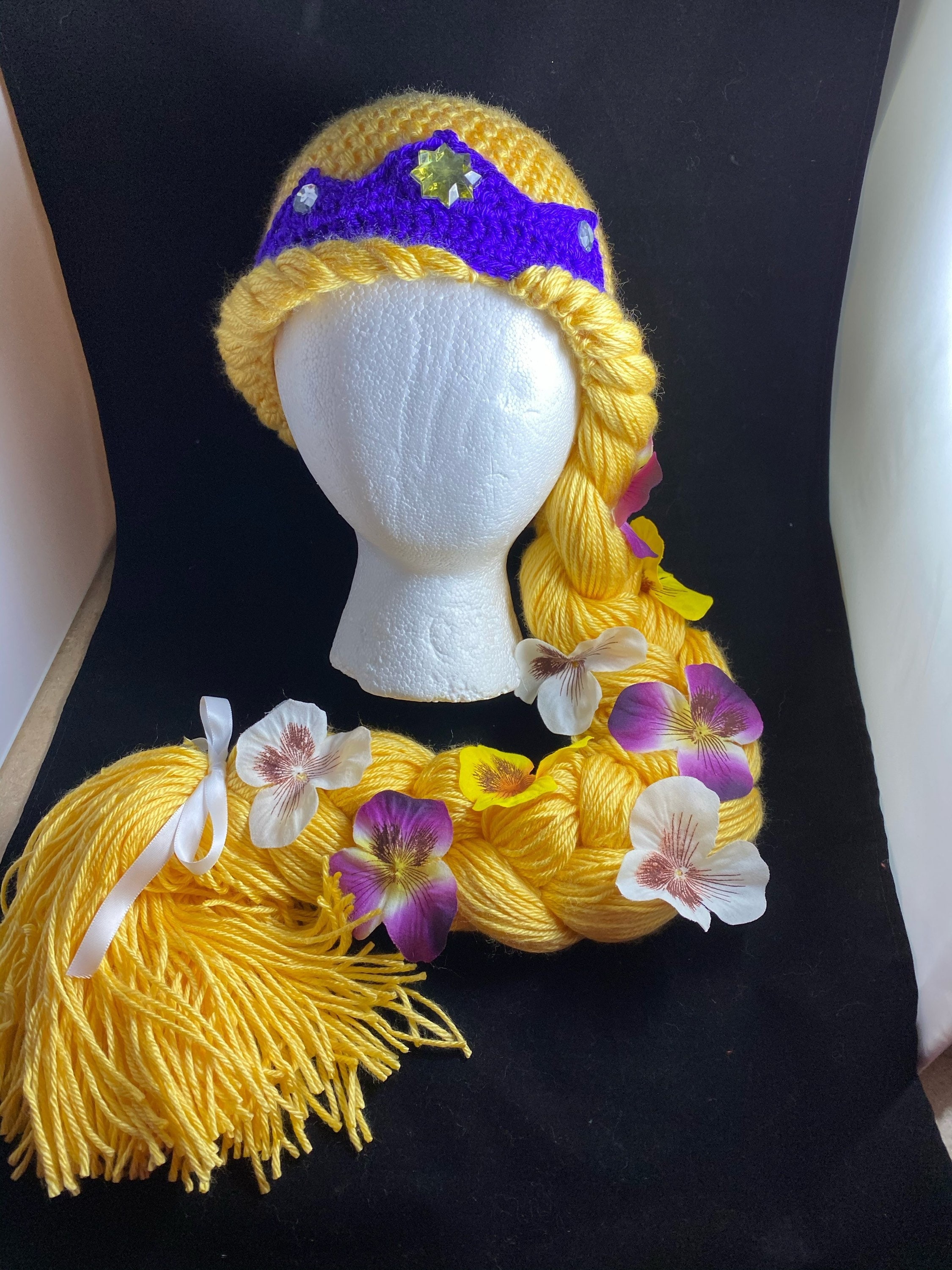 Rapunzel, Tangled, Flower Custom-made Yarn Wig (Available in All Sizes)