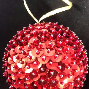 Red Sequin and Beads Christmas Ornament (Available in 3&quot; and 2.5&quot; and 2&quot;)