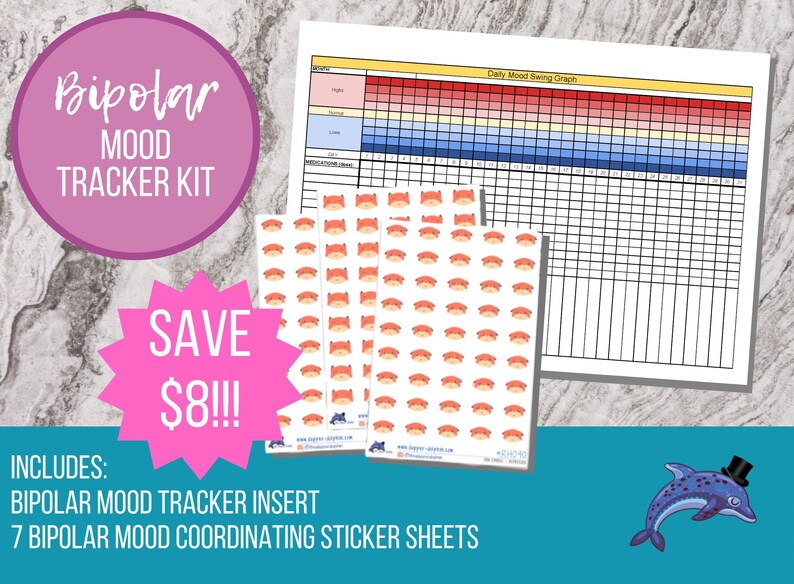 Bipolar Mood Swing Tracker Kit Insert Tracker Mental Illness Hypomania Mood Tracker Mood Swings Depression Tracker Anxiety
