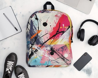 Backpack-Vibrant Abstract Backpack | Bold and Colorful Artistic Carryall