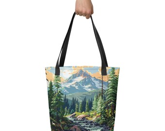 Tote tas-natuur retraite draagtas | Bos- en bergillustratie Carryall