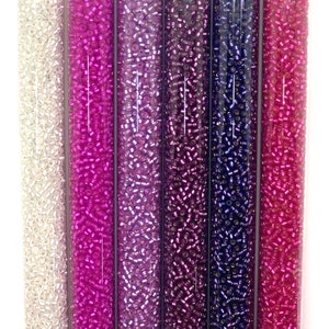 11/0 Matte S/L Pinks n Purples runde Rocailles Set/30g ea
