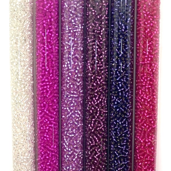 11/0 Matte S/L Pinks n Purples round seed beads set/30g ea