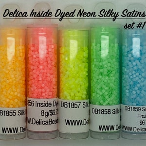 Miyuki Delica 11/0 Inside Dyed Silk Satins Set #1/ 5 colors 8g ea