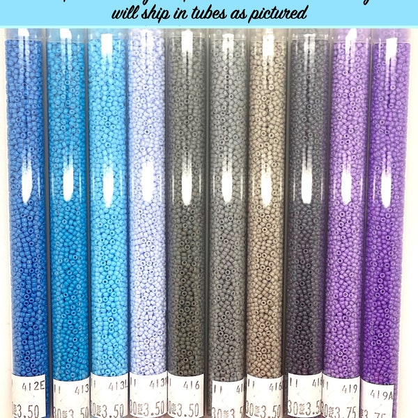 11/0 Opaque Blue, Gray & Purples round seed bead set/30g