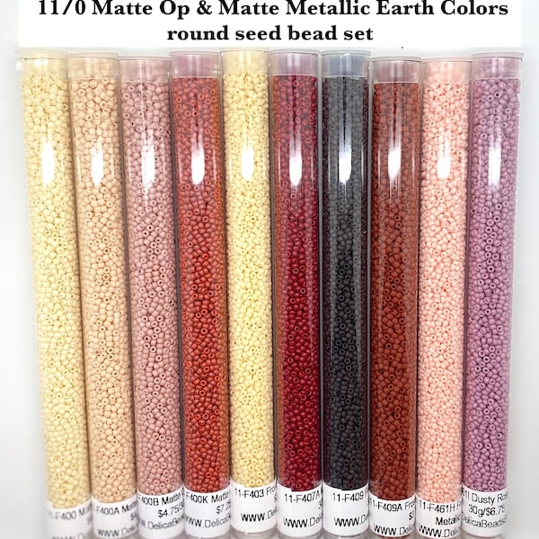 11/0 Matte Op & Matte Metallic Earth Colors round seed beads set/30g