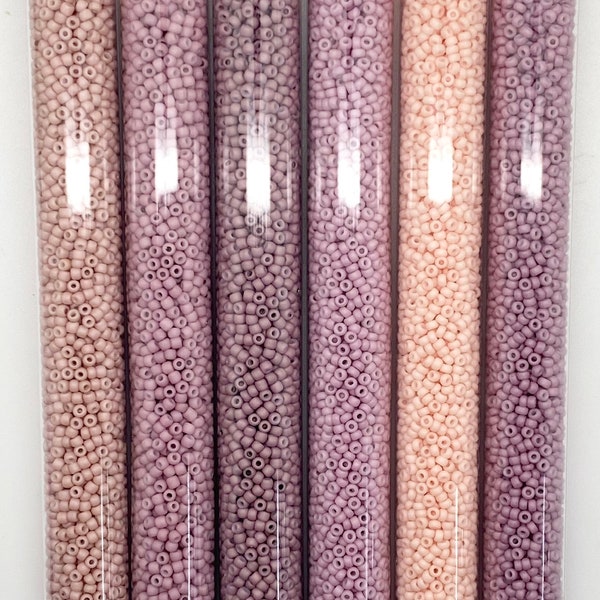 11/0 Matte Op Cheyenne n Dusty Pinks round seed beads set/30g ea
