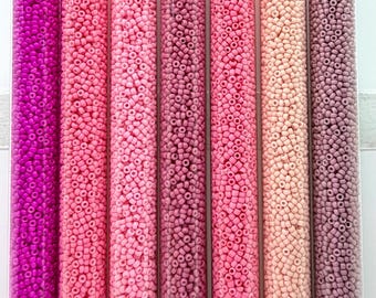 11/0 Matte Op/Matte Metallic Pinks round seed beads set/30g each color