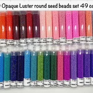 11/0 Opaque Luster round seed beads set 49 colors