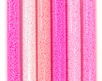11/0 Op Pink Lovers round seed bead set 6 colors/30g ea