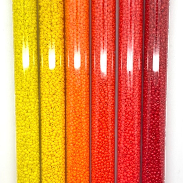 11/0 Op 6 Fire Colors round seed bead set/30g ea
