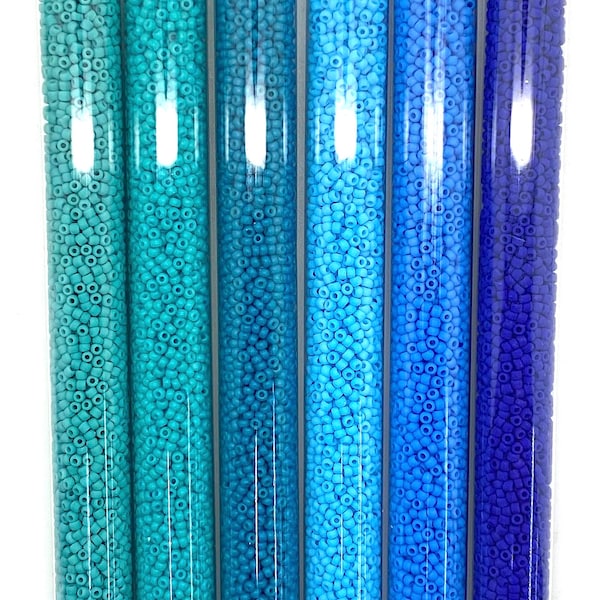 11/0 Matte Op Blues round seed bead set/30g ea
