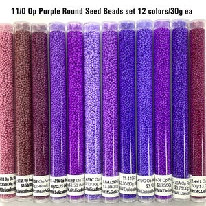 11/0 Opaque Purples round seed beads set 12 colors