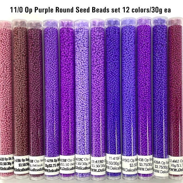 11/0 Opaque Purples round seed beads set/30g ea color