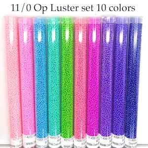11/0 Opaque Luster round seed bead set 10 colors