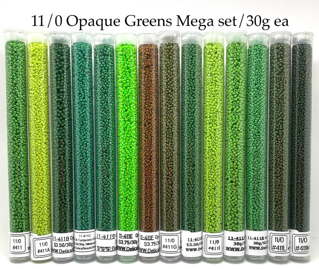Mega Round One 11/0 Op Greens Mega Round Seed Bead Set/30g Ea - Etsy