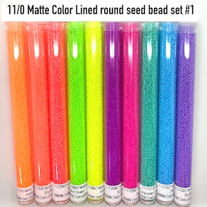 11/0 Matte Color Lined round seed bead set #1