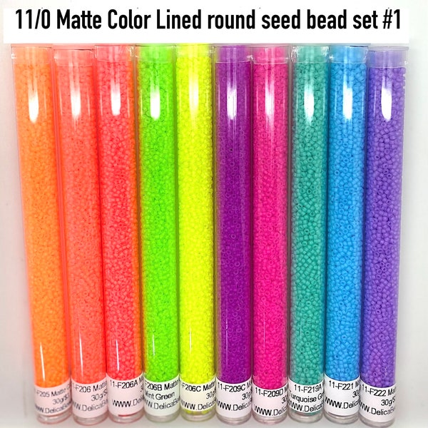 11/0 Matte Color Lined round seed bead set #1