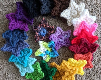 Apliques de estrellas de crochet, adornos coloridos, accesorio DIY (5-6 cm)