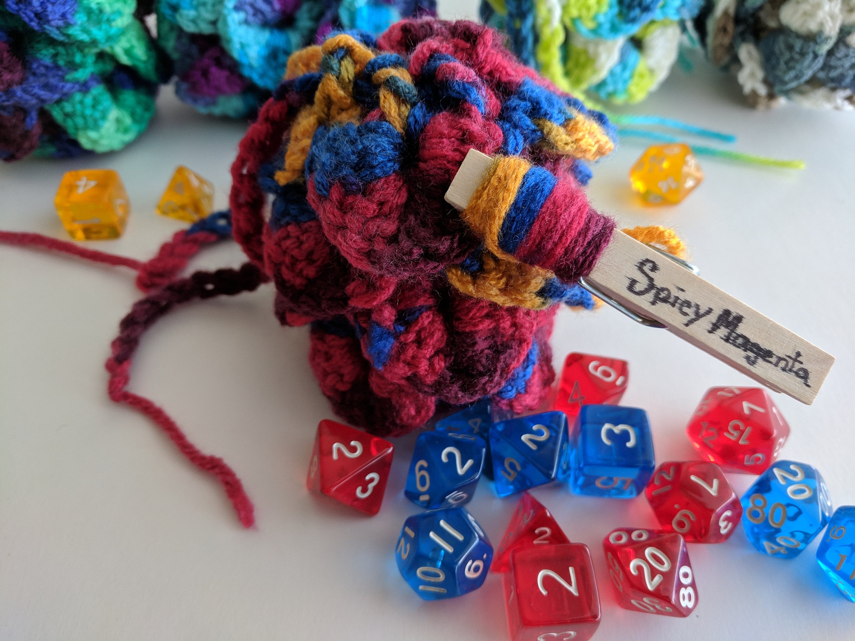 Crochet Multicolor dragonscale dice bag dnd dice bag crochet Etsy