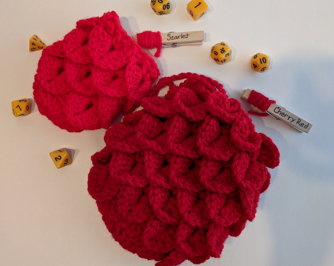 Crochet Red Dragonscale Dice Bag Pink Dnd Dice Bag Crochet Etsy