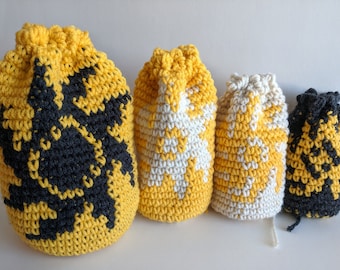 Bolsa de dados de ganchillo con forma de sol, bolsa para fichas de MTG, accesorio para D&D
