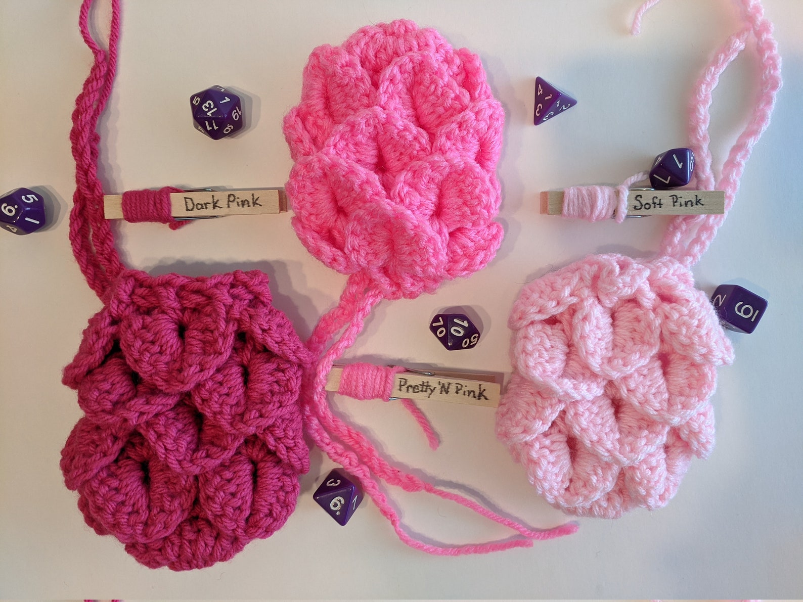 Crochet Red Dragonscale Dice Bag Pink Dnd Dice Bag Crochet Etsy