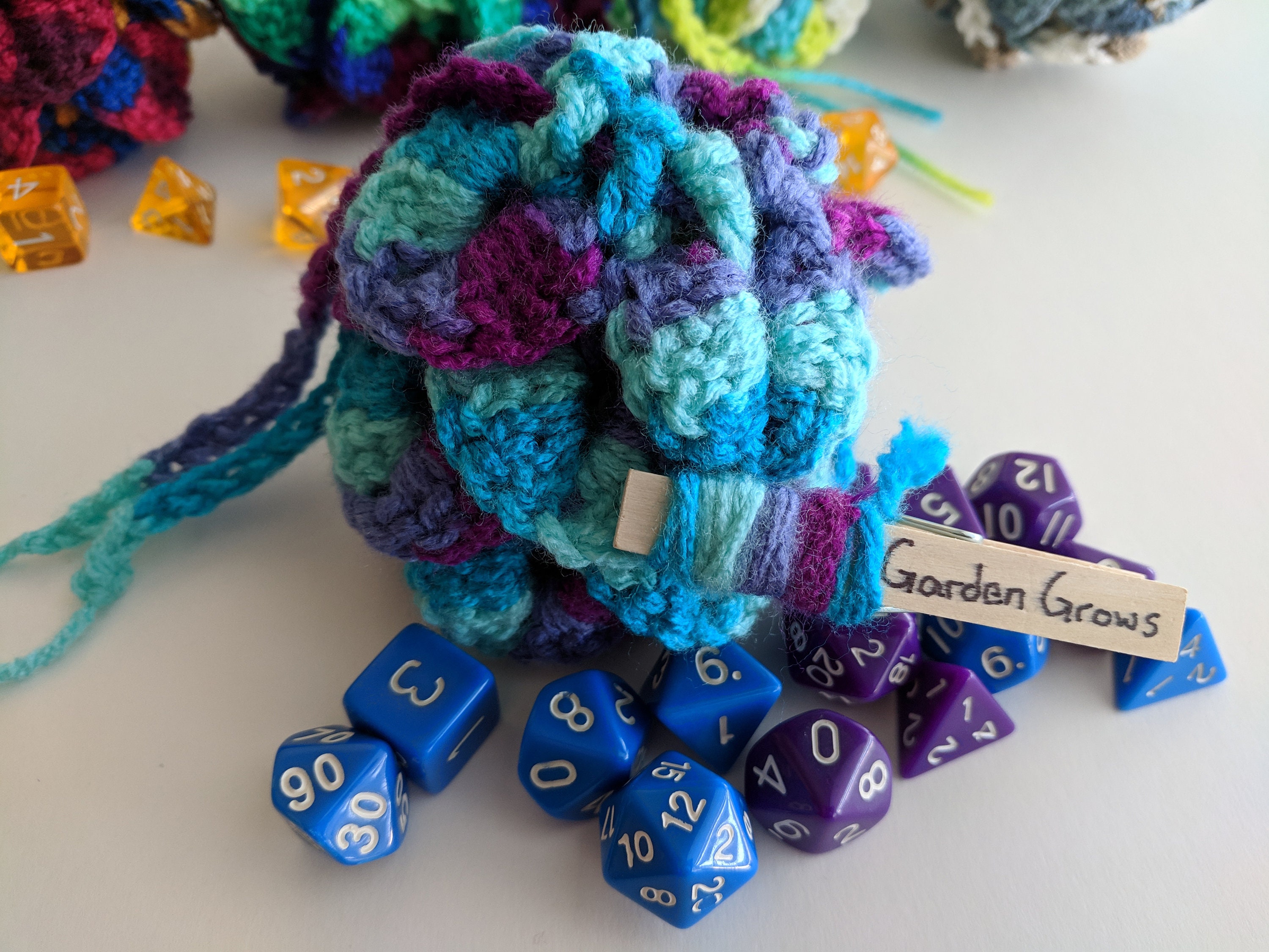 Crochet Multicolor dragonscale dice bag dnd dice bag crochet Etsy