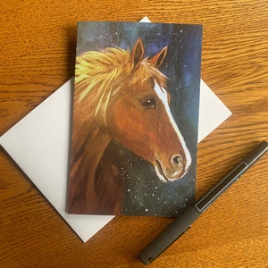 Note Cards: &quot;Copper Horse,&quot; note cards are created from an original painting by Elaine M. Grohman, and depicts the Beauty Animals.