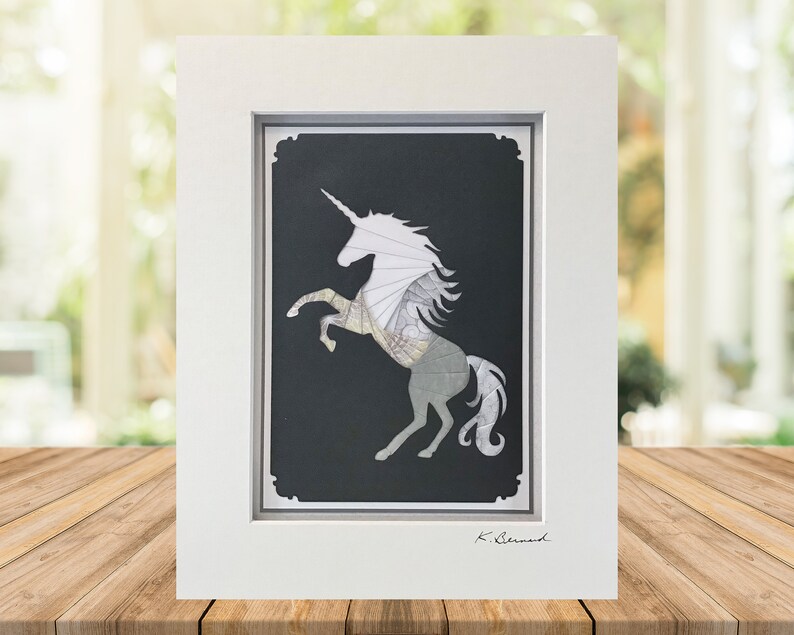 Unicorn - Handmade Original, Paper Folding, Iris Folding Artwork - Etsy