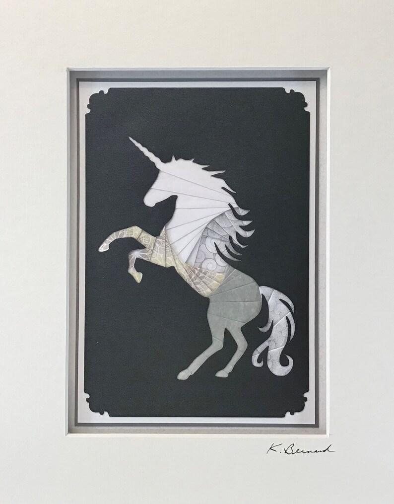 Unicorn - Handmade Original, Paper Folding, Iris Folding Artwork - Etsy