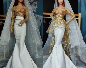 vestido para Fashion Royalty, vestido, atuendo muñeca de 12 ", traje FR, vestido de novia, vestido solo