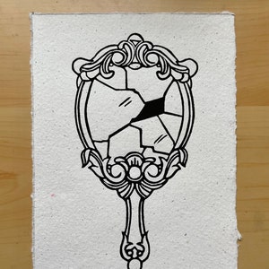 Broken Mirror Linoleum Print | Block Print