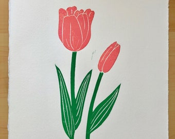 Tulip Linoleum Print