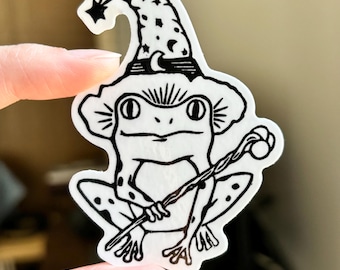 Adesivo in vinile Frog Wizard / Arte animale fantasy