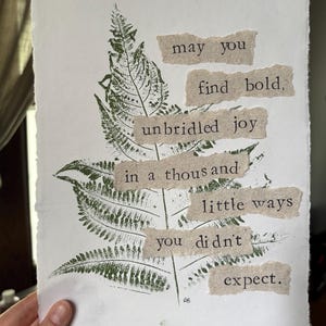 Fern Monoprint | Mixed Media Quote Print | Nature Art