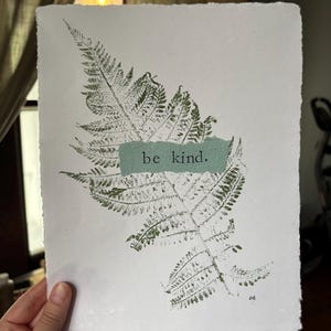 Fern Monoprint | Mixed Media Quote Print | Nature Art