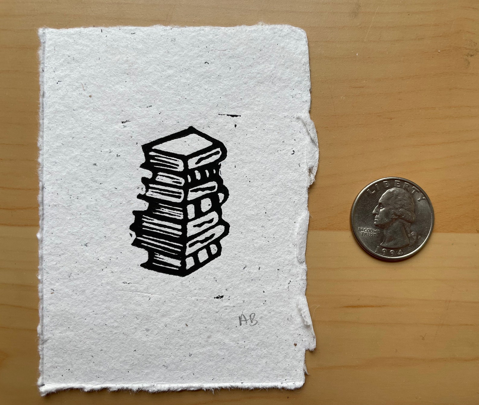 Mini Stack of Books Linoleum Print | Book Lovers Gift | Reader - Etsy
