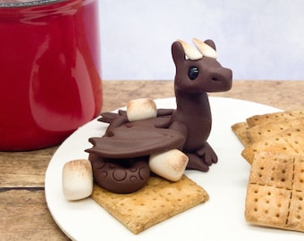 Chocolate Smores Polymer Clay Dragon Figure