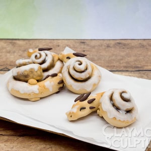 Cinnamon Roll Inspired Polymer Clay Lindworm Dragon Figure