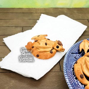 Chocolate Chip Cookie Dragon- Polymer Clay Sculpture