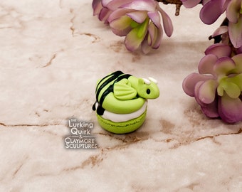 Mini Lime Macaron Polymer Clay Dragon