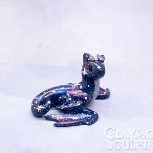 Mini Galaxy Polymer Clay Wyvern Dragon Sculpture