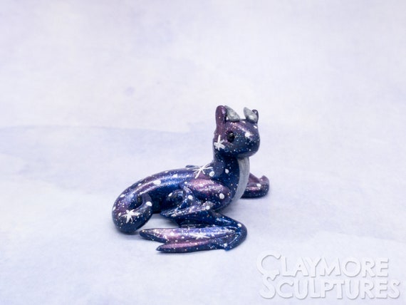 Mini Galaxy Polymer Clay Wyvern Dragon Sculpture