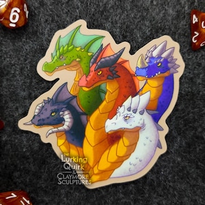 5 Headed Dragon - 3 inch Vinyl Sticker