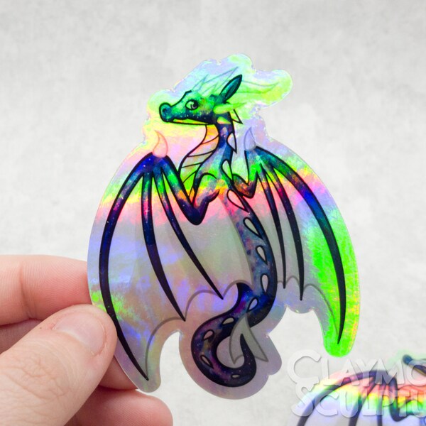 Holographic Galaxy Dragon Sticker, 3 inch Cosmic Wyvern Decal