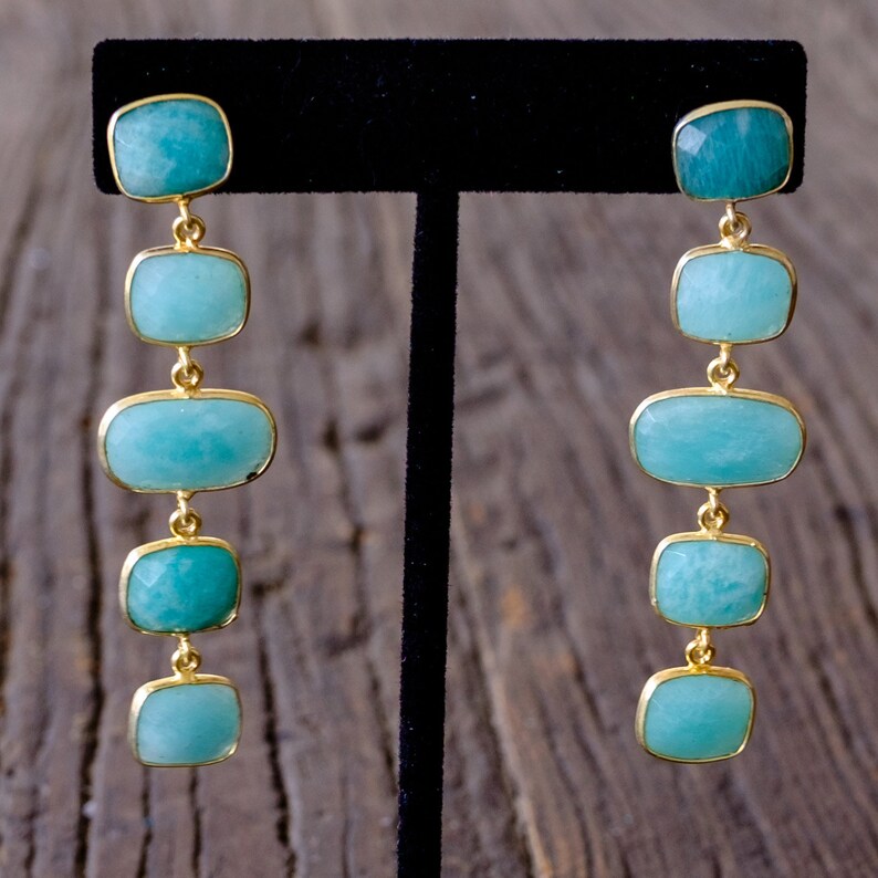 Amazonite Ladder Dangle Earrings