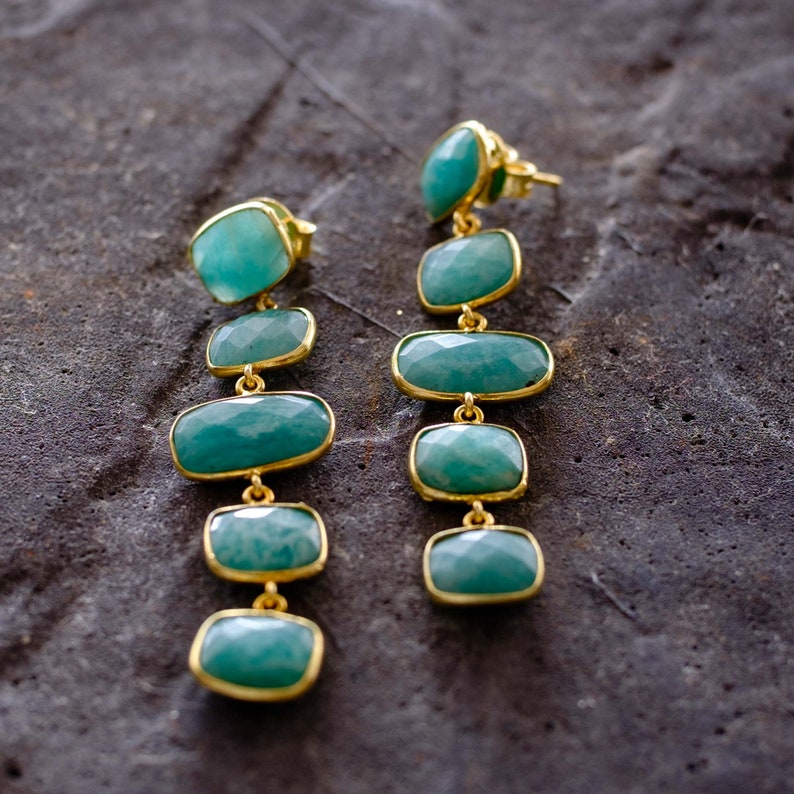 Amazonite Ladder Dangle Earrings
