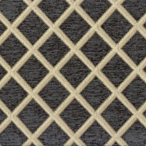 May include: A dark grey fabric with a beige diamond pattern. The fabric has a textured surface.
